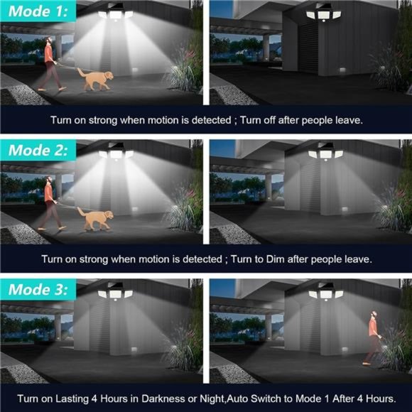 Solar Outdoor Lights 2500LM 210 LED Security Lights with Remote Control,3 Heads - Picture 5 of 5